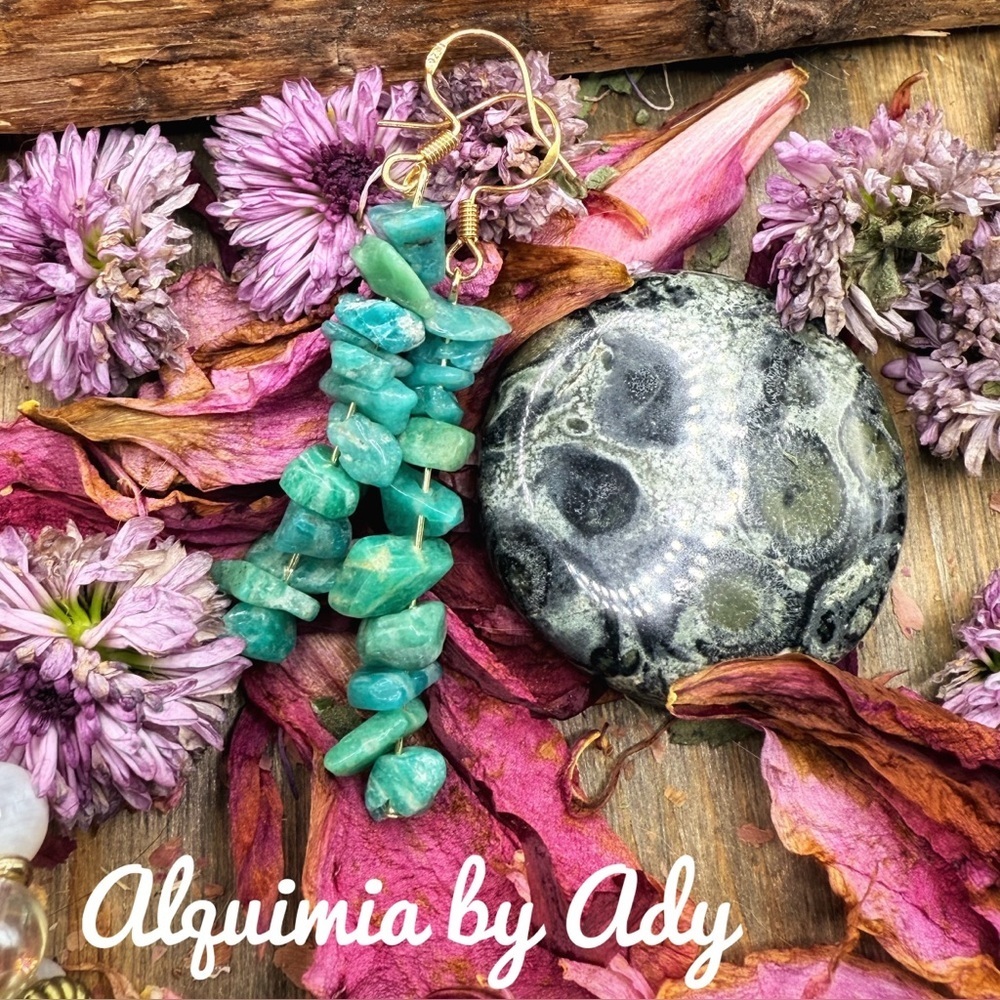 Aventurine gold statement earrings